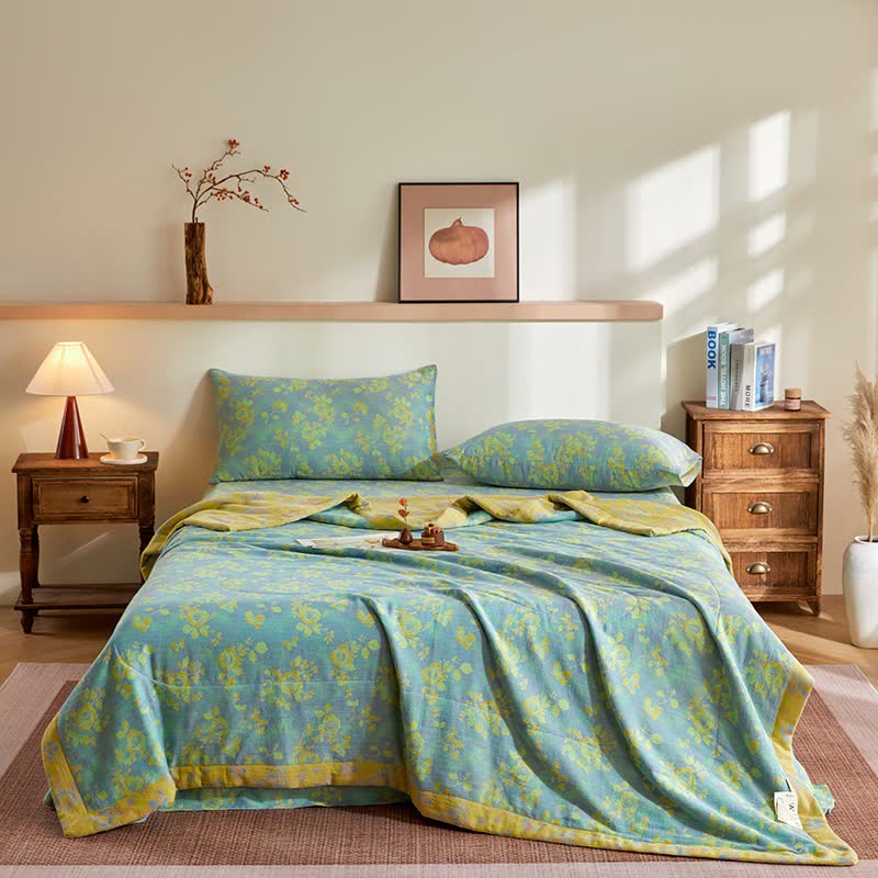 Ownkoti Cotton Gauze Romantic Rose Jacquard Quilt - Bedding Set - King - image 0