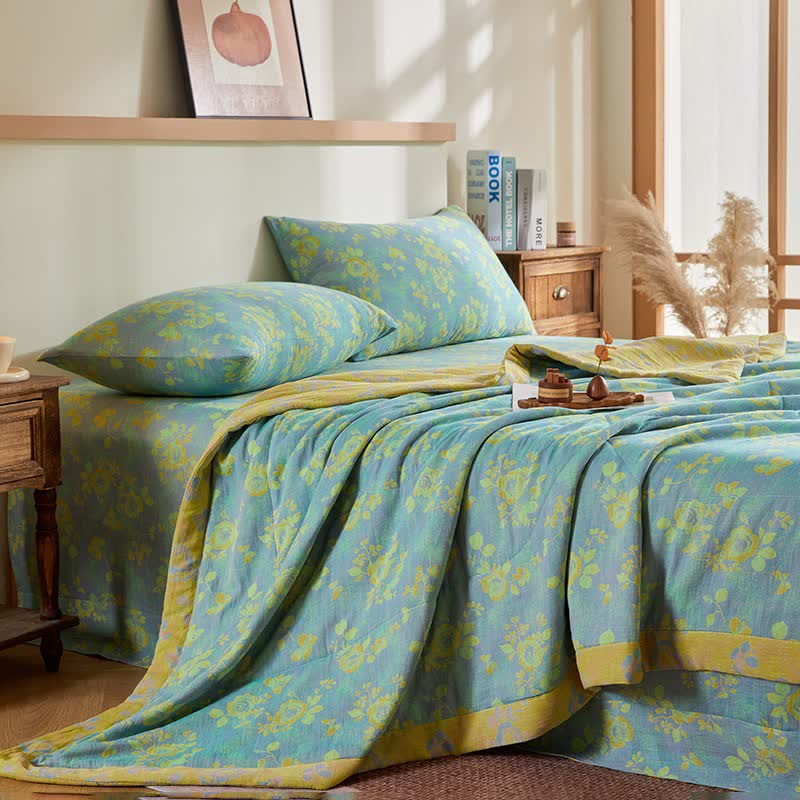 Ownkoti Cotton Gauze Romantic Rose Jacquard Quilt - image 2