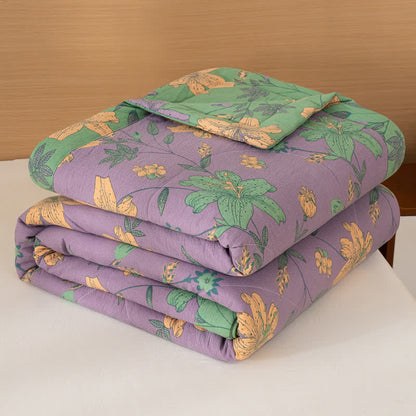 Ownkoti Lily Floral Print Cotton Linen Quilt - Purple - Queen - image 12