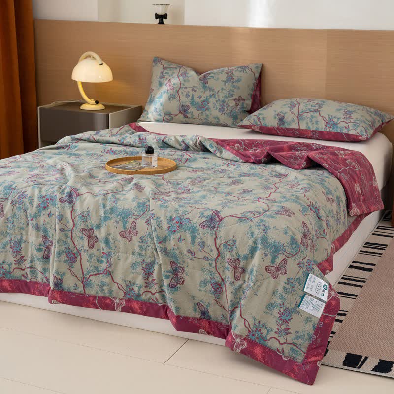Ownkoti Butterfly & Branch Print Cotton Linen Quilt - image 0