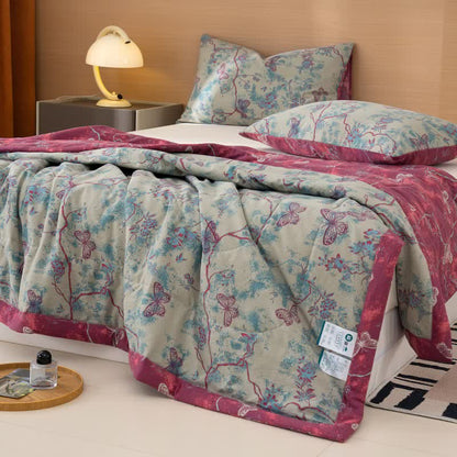 Ownkoti Butterfly & Branch Print Cotton Linen Quilt - image 3