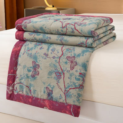 Ownkoti Butterfly & Branch Print Cotton Linen Quilt - image 4