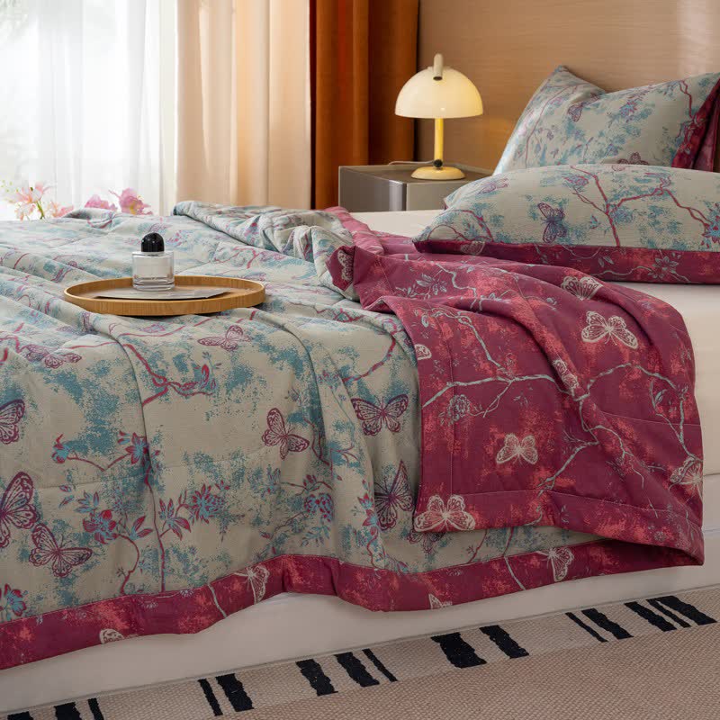 Ownkoti Butterfly & Branch Print Cotton Linen Quilt - image 2