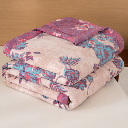 Ownkoti Spring-Inspired Floral Print Cotton Linen Quilt - Pink - Queen - image 1