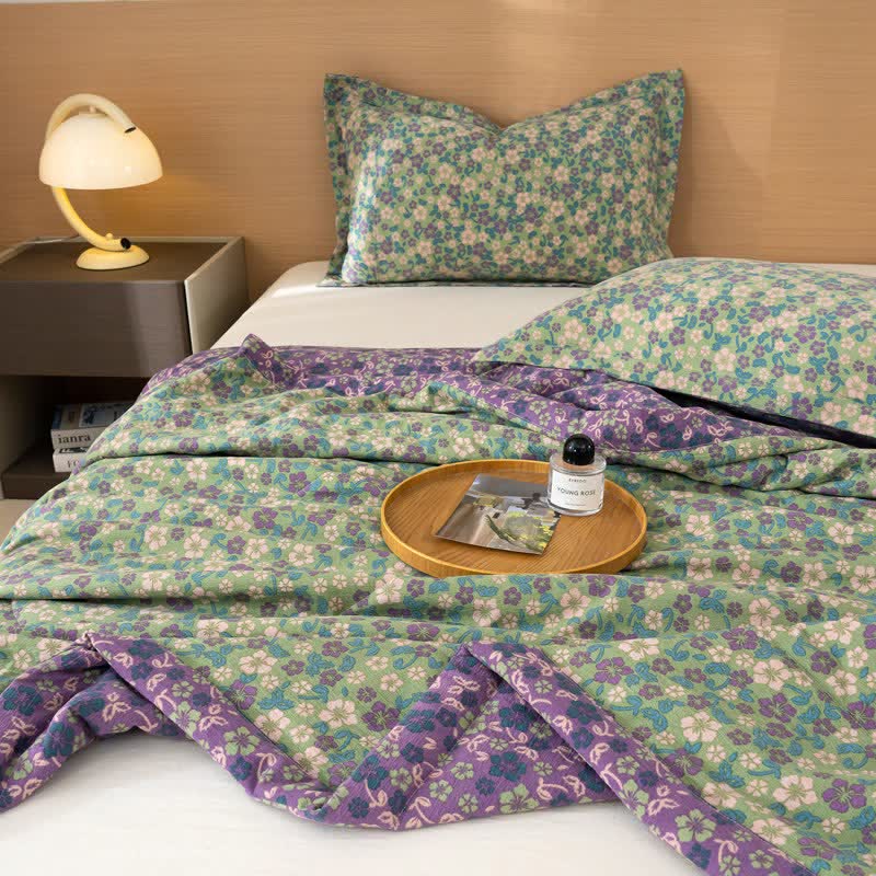 Ownkoti Crabapple Blossom-Inspired Cotton Linen Quilt - image 4
