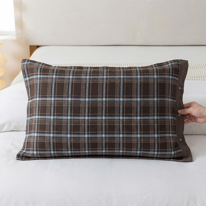 Ownkoti Classic Plaid Button Pure Cotton Pillowcases (2PCS)  - image 5