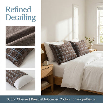 Ownkoti Classic Plaid Button Pure Cotton Pillowcases (2PCS)  - image 6