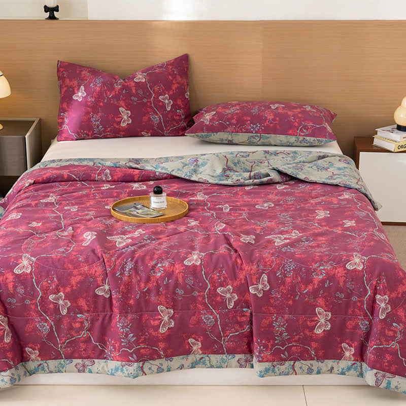 Ownkoti Butterfly & Branch Print Cotton Linen Quilt - image 7