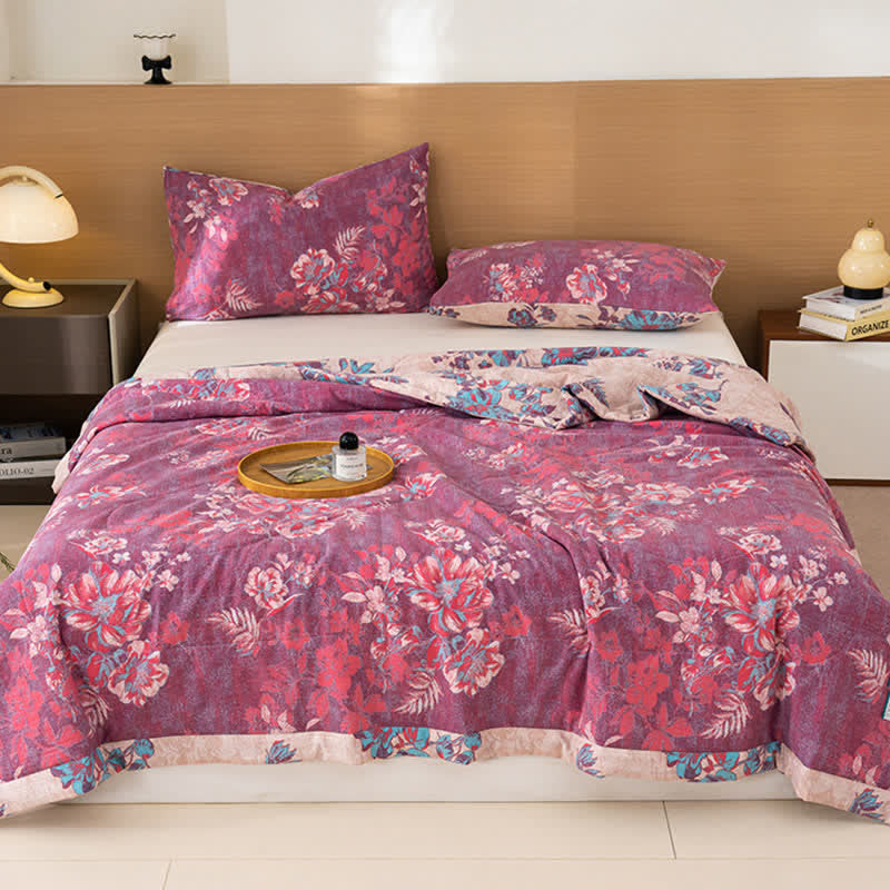 Ownkoti Spring-Inspired Floral Print Cotton Linen Quilt - image 2