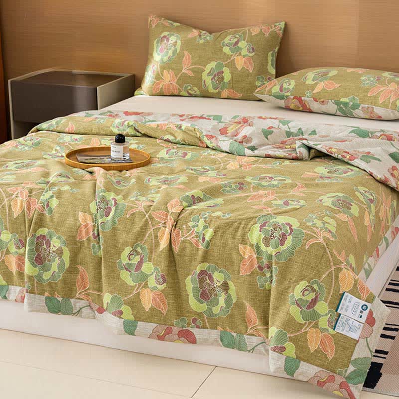 Ownkoti Fresh Floral Print Cotton Linen Quilt - image 0