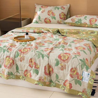 Ownkoti Fresh Floral Print Cotton Linen Quilt - image 3