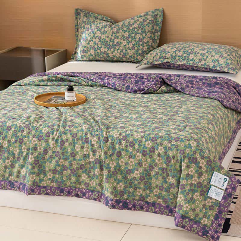 Ownkoti Crabapple Blossom-Inspired Cotton Linen Quilt - image 3