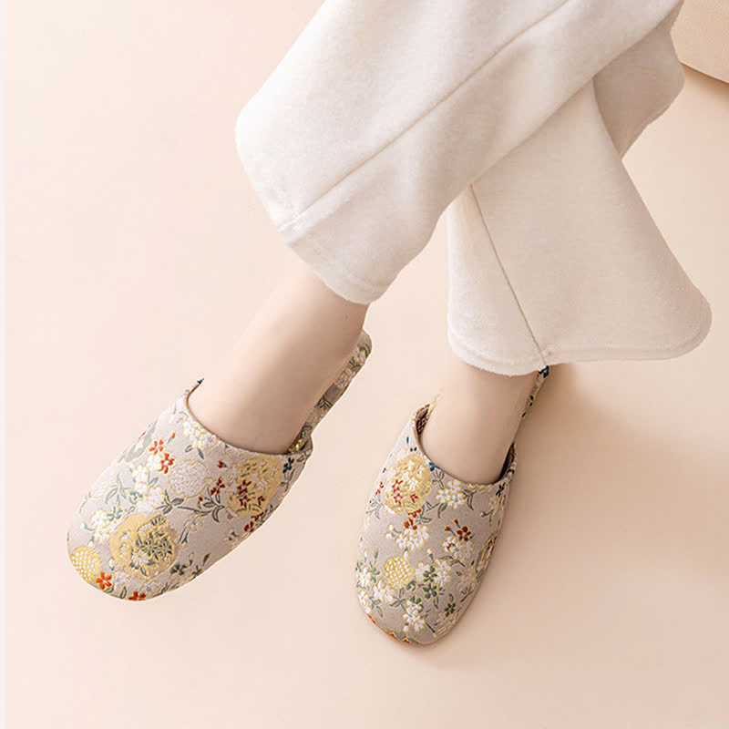 Ownkoti Chinoiserie Embroidered Satin House Slippers - image 10