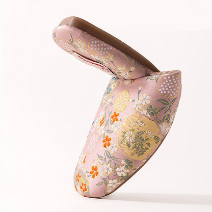 Ownkoti Chinoiserie Embroidered Satin House Slippers - image 6