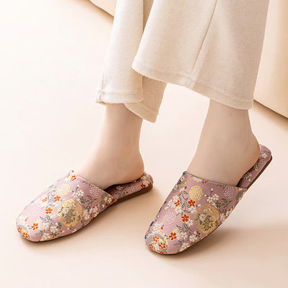 Ownkoti Chinoiserie Embroidered Satin House Slippers - image 5