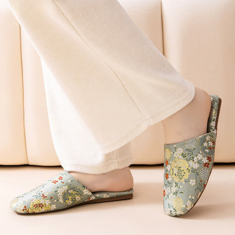 Ownkoti Chinoiserie Embroidered Satin House Slippers - image 9