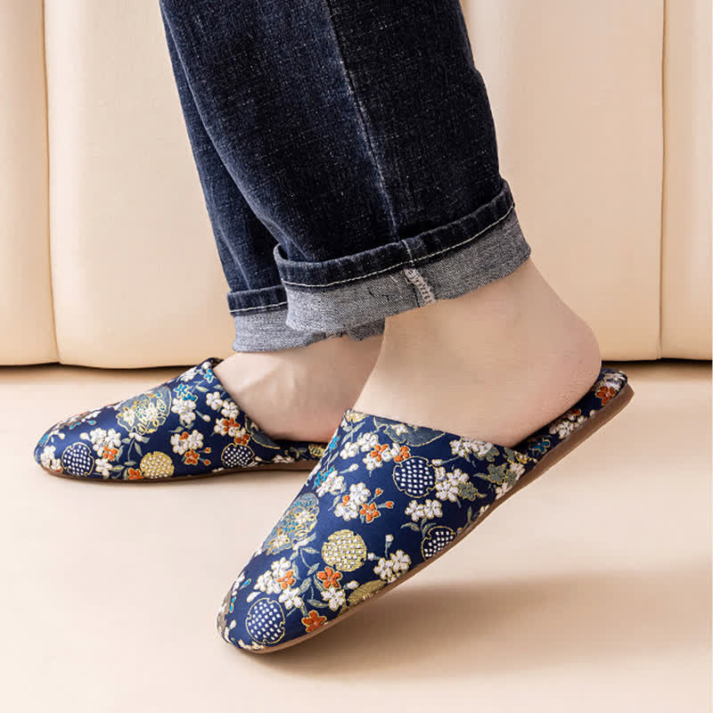 Ownkoti Chinoiserie Embroidered Satin House Slippers - image 13