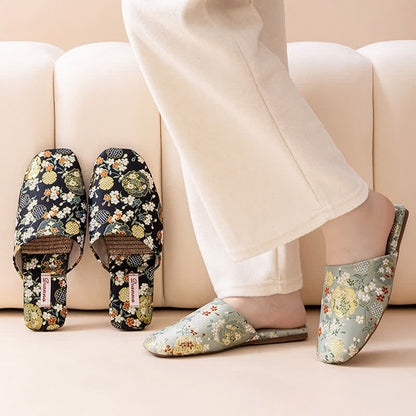 Ownkoti Chinoiserie Embroidered Satin House Slippers - image 2