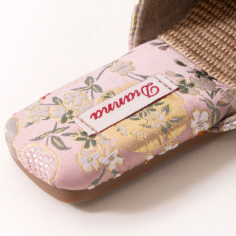 Ownkoti Chinoiserie Embroidered Satin House Slippers - image 7