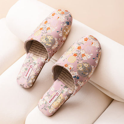 Ownkoti Chinoiserie Embroidered Satin House Slippers - Pink - L - image 4