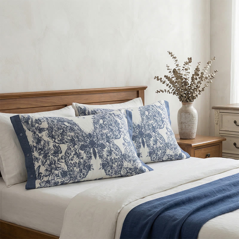 Ownkoti Butterfly Floral Button Cotton Pillowcases (2PCS)  - image 1