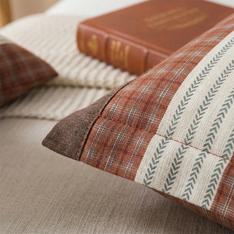 Ownkoti  Plaid Stripe Cotton Button Pillowcases(2PCS)  - image 1