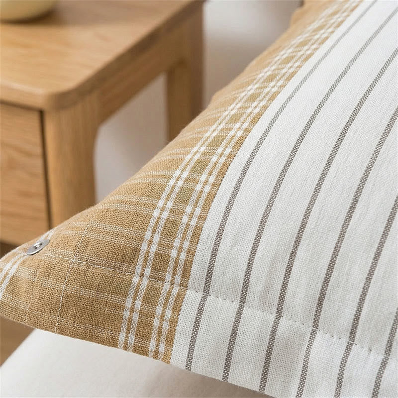 Ownkoti  Plaid Stripe Cotton Button Pillowcases(2PCS)  - image 3
