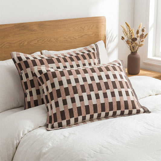Ownkoti Mixed Stripe Pure Cotton Pillowcases (2PCS)  - Brown&Beige - 52cm x 76cm - image 0