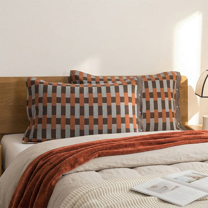 Ownkoti Mixed Stripe Pure Cotton Pillowcases (2PCS)  - Brown&Grey - 52cm x 76cm - image 2