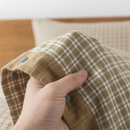Ownkoti  Mini Plaid Button Cotton Pillowcases (2PCS)  - image 3