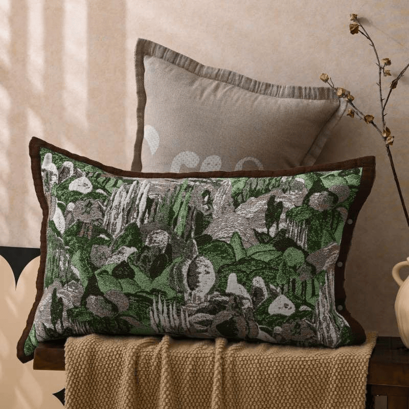 Ownkoti  Jacquard Forest Button Cotton Pillowcases (2PCS)  - Green&Brown - 80cm x 54cm - image 0