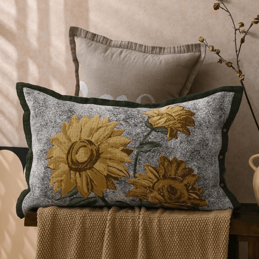 Ownkoti Pure Cotton Jacquard Sunflower Pillowcases (2PCS)  - Yellow&Grey - 80cm x 54cm - image 0
