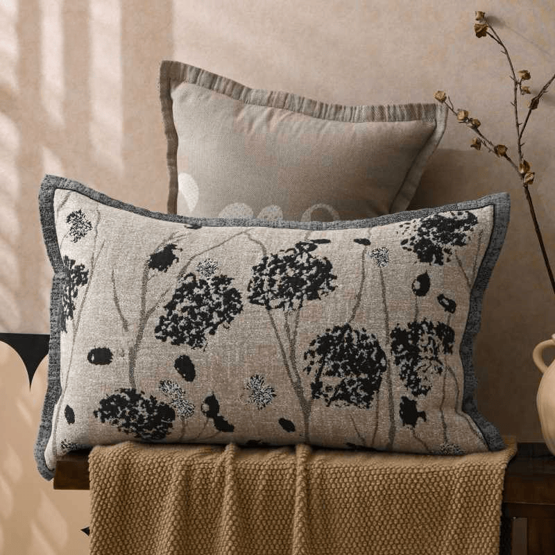Ownkoti  Cotton Jacquard Floral Button Pillowcases (2PCS)  - Black - 80cm x 54cm - image 0