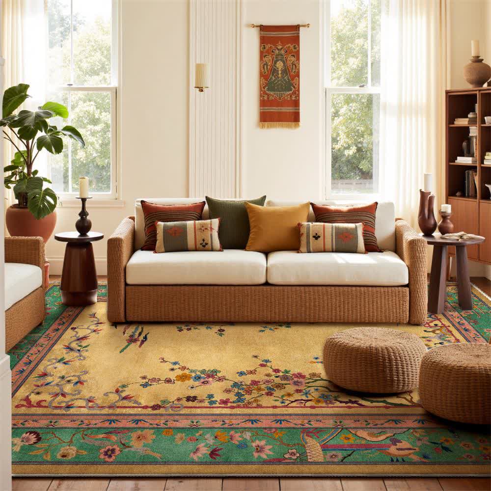 Ownkoti Vintage Oriental Floral & Pavilion Area Rug - 95" x 119" - image 0