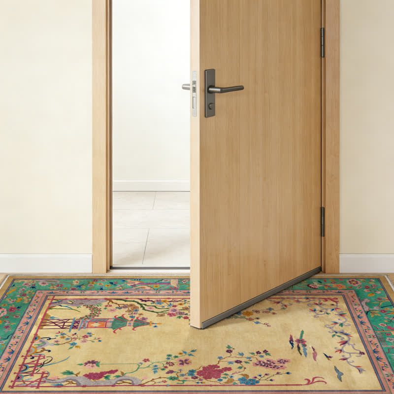 Ownkoti Vintage Oriental Floral & Pavilion Area Rug - image 3