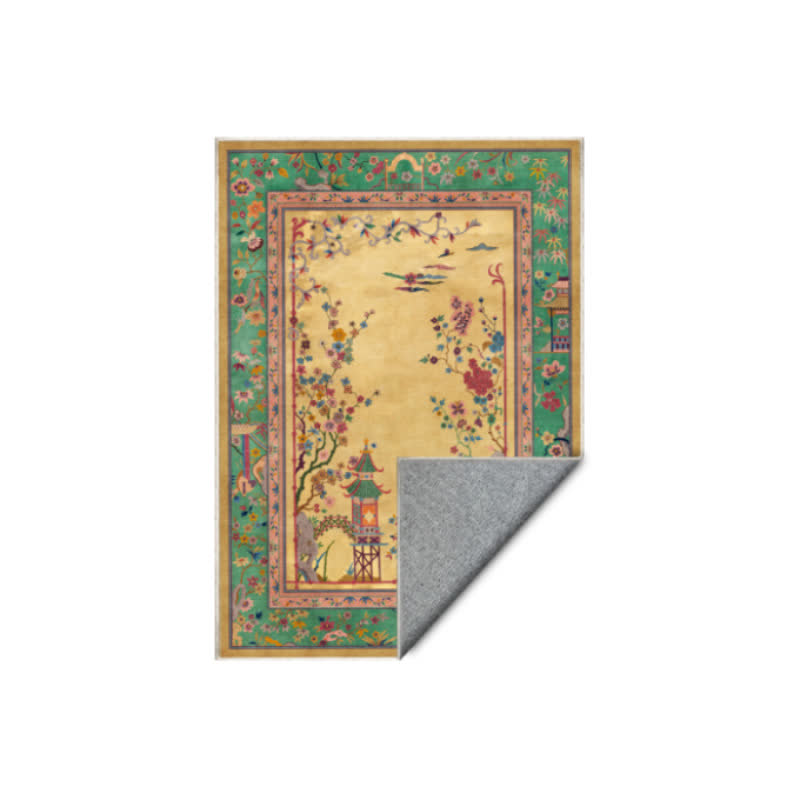 Ownkoti Vintage Oriental Floral & Pavilion Area Rug - image 6