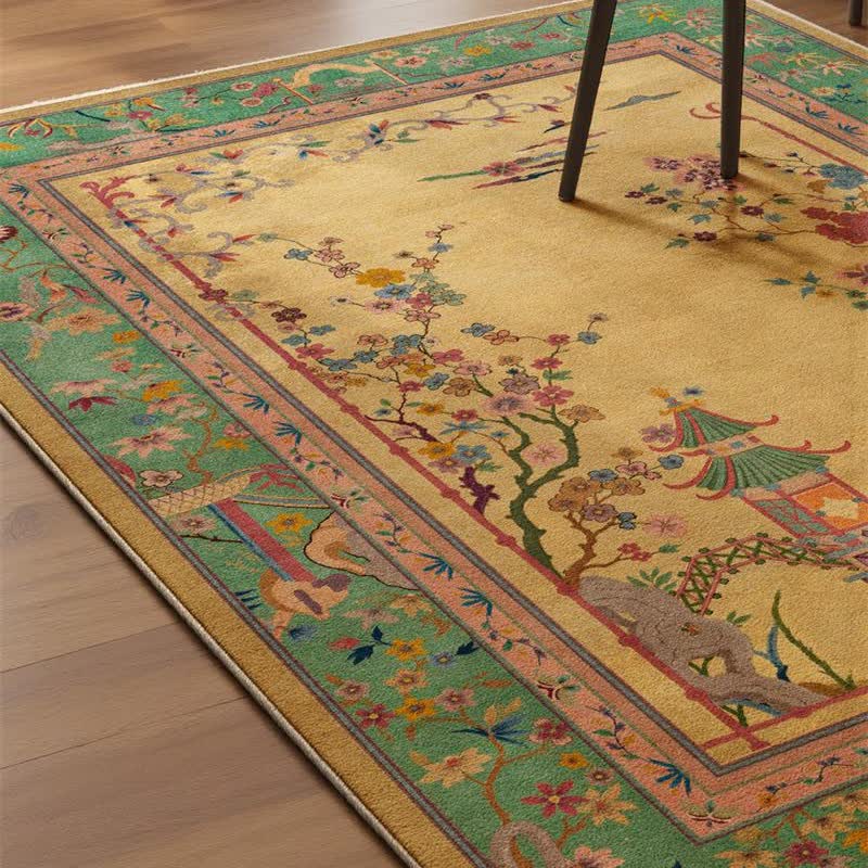 Ownkoti Vintage Oriental Floral & Pavilion Area Rug - image 4