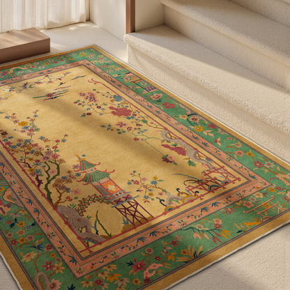 Ownkoti Vintage Oriental Floral & Pavilion Area Rug - image 2