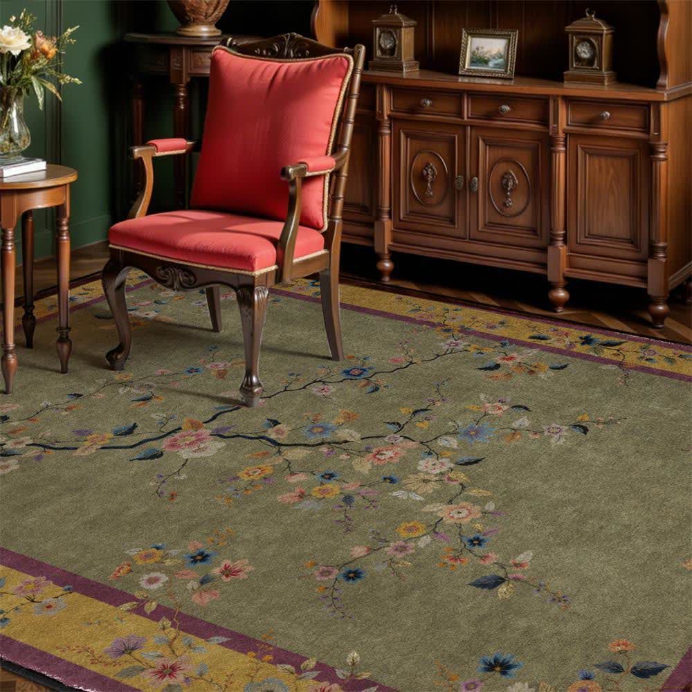 Ownkoti Vintage Oriental Botanical Foldable Area Rug - image 2