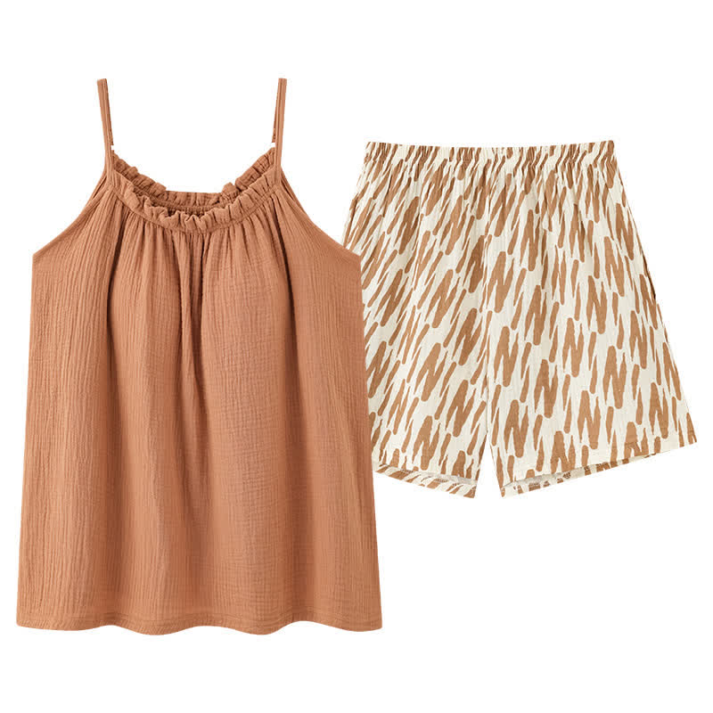 Ownkoti Cami & Abstract Striped Shorts Pajama Set - image 9