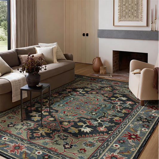 Ownkoti Foldable Boho Tribal Floral Anti-slip Rug - 95" x 119" - image 0
