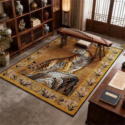 Ownkoti Foldable Luxury Oriental Tiger Area Rug - 95" x 119" - image 0