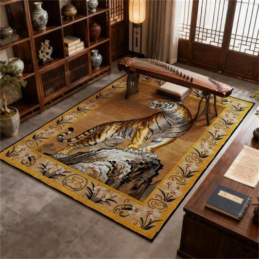 Ownkoti Foldable Luxury Oriental Tiger Area Rug - 95" x 119" - image 0