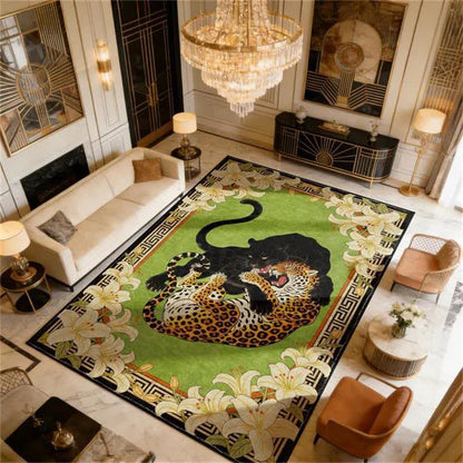 Ownkoti Vintage Animal & Lily Foldable Anti-slip Carpet - 95" x 119" - image 1