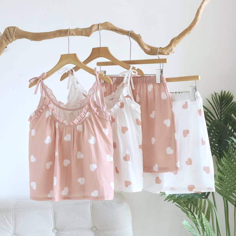 Ownkoti Cotton Double Gauze Heart Cami Pajamas - image 0