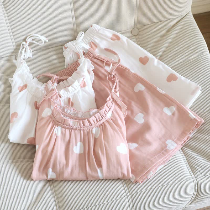 Ownkoti Cotton Double Gauze Heart Cami Pajamas - image 1