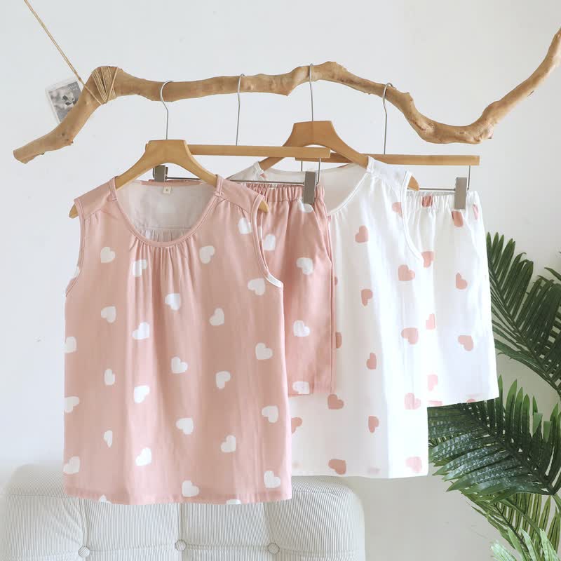 Ownkoti Cotton Double Gauze Heart Tank Pajamas - image 2