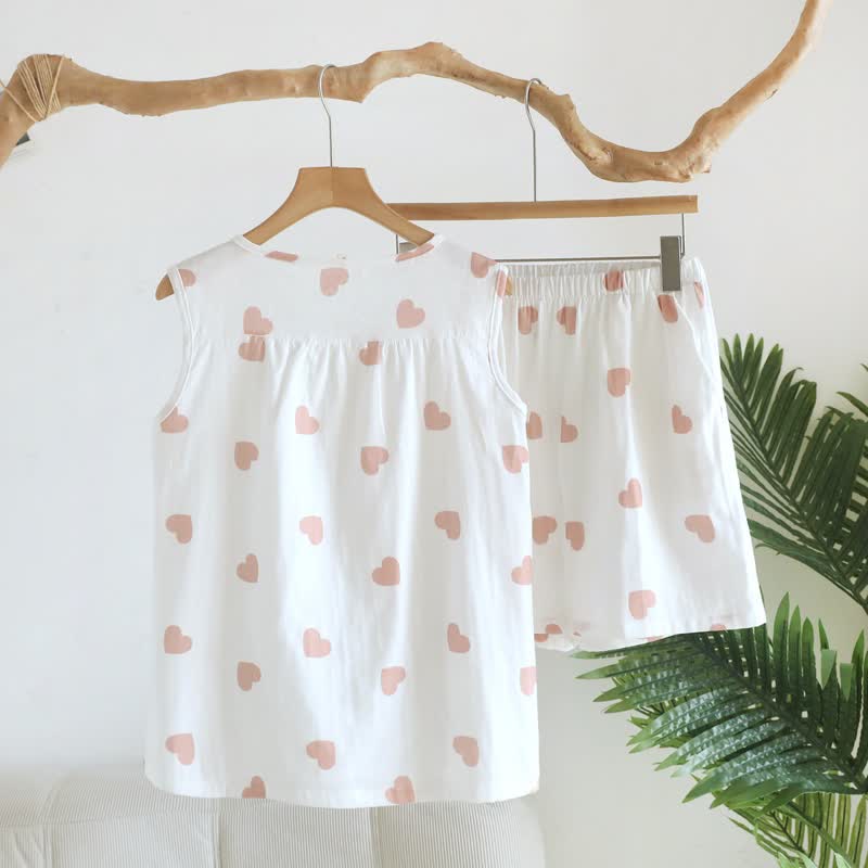 Ownkoti Cotton Double Gauze Heart Tank Pajamas - image 5