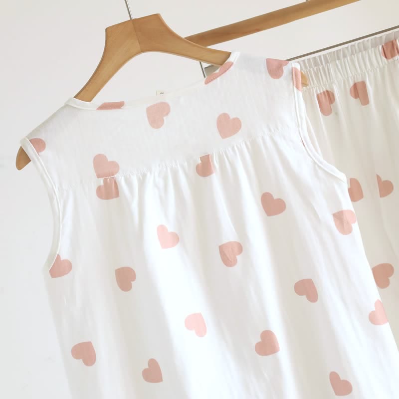 Ownkoti Cotton Double Gauze Heart Tank Pajamas - image 7