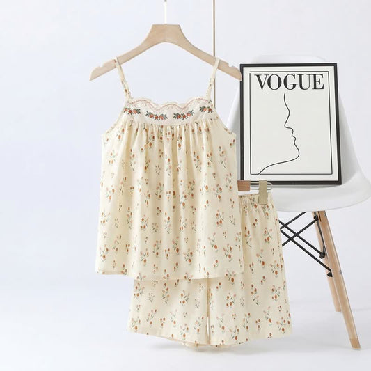 Ownkoti Ditsy Floral Cotton Double Gauze Cami Pajamas - Cami & Shorts - XL - image 0